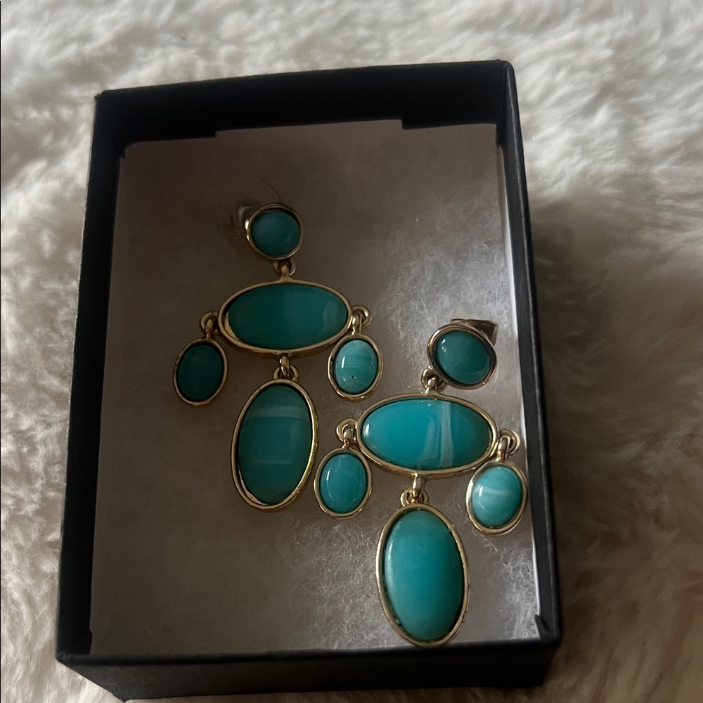 Ann Taylor Gold and Turquoise Earrings